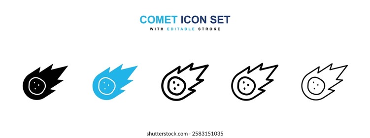 Comet icons vector collection in black and blue colors on white background