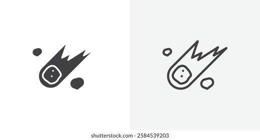 Comet icons vectors illustrations in black fill and liner versions