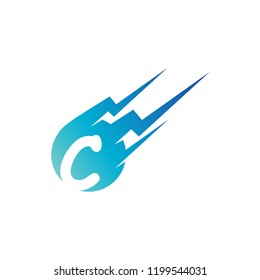 Comet Letter C Logo, Thunder Ball Initial C Logo