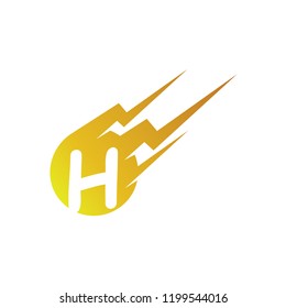 Comet Letter H Logo, Thunder Ball Initial H Logo