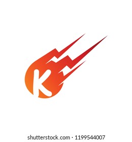 Comet Letter K Logo, Thunder Ball Initial K Logo