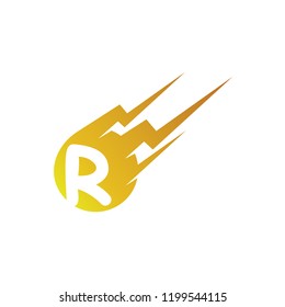 Comet Letter R, Logo, Thunder Ball Initial R Logo