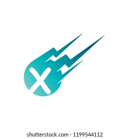 Comet Letter X Logo, Thunder Ball Initial X Logo