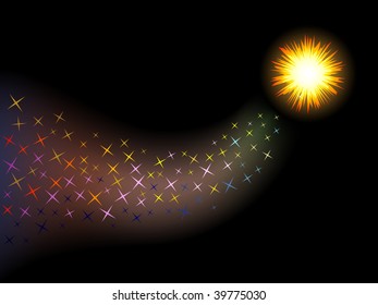 Comet like vector sparkles vector background.