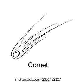 comet line art for coloring book vector