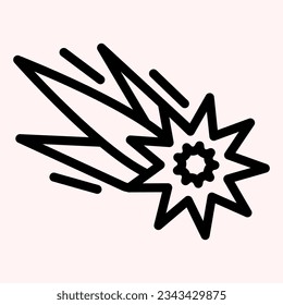 Icono de la línea de comentario. Estrella en caída, meteorito. Concepto de diseño de vectores astronómicos, pictograma de estilo de contorno sobre uso blanco para y aplicación. Eps 10.