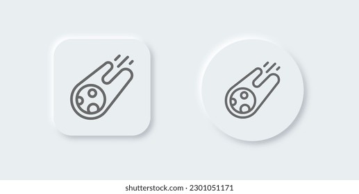 Comet line icon in neomorphic design style. Meteorite signs vector illustration.