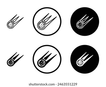 Comet line icon set. space meteor fireball with long tail symbol. asteroid meteorite icon suitable for apps and websites UI designs.