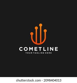 Comet line logo vector design template