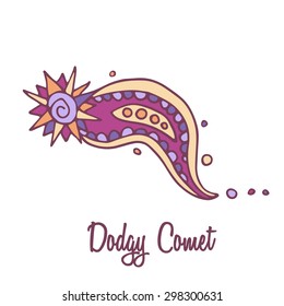  Comet logo. Hand drawn full color brand sign