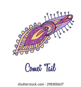  Comet logo. Hand drawn full color brand sign