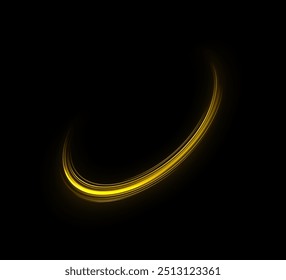 Comet with a long bright tail in outer space. Laser beams luminous abstract sparkling isolated on a transparent background. Abstract neon color glowing lines background.