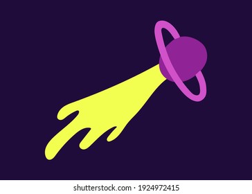 Comet or meteor. Astronomical or celestial objects. Heavenly bodies in space. Vector hand drawn illustration in doodle style.