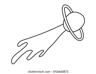 Comet or meteor. Astronomical or celestial objects. Heavenly bodies in space. Vector hand drawn illustration in doodle style.