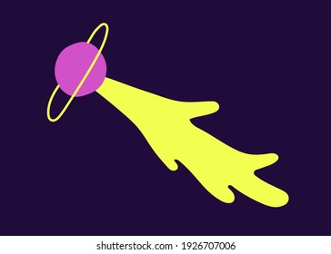 Comet or meteor. Astronomical or celestial objects. Heavenly bodies in space. Vector hand drawn illustration in doodle style.