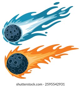 Comet and meteor doodle vector art