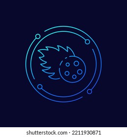 comet, meteor icon, linear design