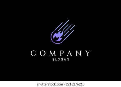 Comet meteor logo with fast effect in modern flat design style