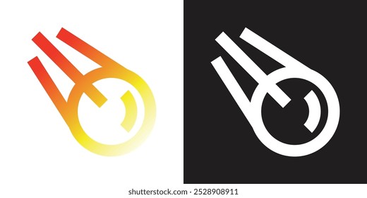 Cometa meteor logo ícone de vetor projeto de ilustração