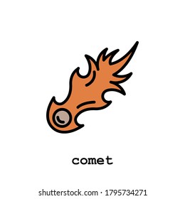 comet, meteor, meteorite color icon thin line, linear, outline vector. comet, meteor, meteorite simple sign, logo. 