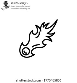comet, meteor, meteorite icon thin line, linear, outline vector. comet, meteor, meteorite simple sign, logo. 