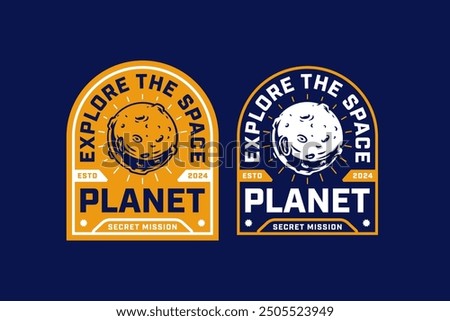 comet, meteor, moon and planet space vintage badge logo vector collection design for astronaut, adventure and scientist  