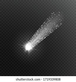 Comet or meteor with a train of bright stars. Vector illustration.
