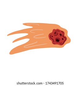 Cometa. Meteorita. Esbozo de color vectorial en estilo de dibujos animados. Cometa volador