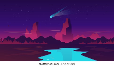 Comet Neowise appears visible to Earth, illustration concept showing a clear sky in the outdoor, vector