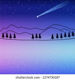 comet and night sky stars background