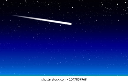 comet in the night starry blue sky