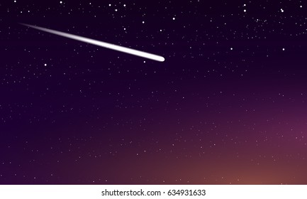 Comet in the night starry sky