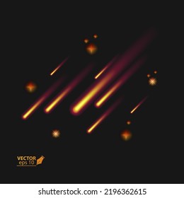 Comet on the black background. Vector illustration