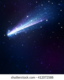 Comet on the blue background. Vector Illustration.