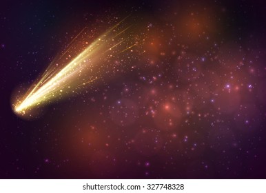 Comet on colour background. Vector Illustration.