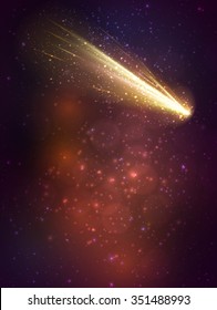 Comet on colour background. Vector Illustration.