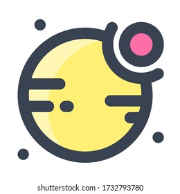Comet On Planet Icon, Illustration of Astronomy, Geographic, Sky, Solar System  with Filled and Line Style for Website User Interface  Mobile and Wallpaper