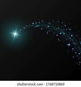 Comet auf Weltraumhintergrund. Lichteinfall