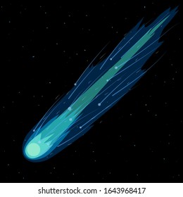 Comet on starry sky, vector illustration