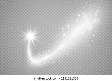 Comet auf transparentem Hintergrund. Heller Stern. Starry schöner Weg. Stern schießen. Comet tail. Meteor fliegt. Weltraumobjekt.