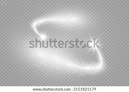 Comet on a transparent background. Bright Star. Starry beautiful path. Shooting star. Comet tail. Meteor flies. Space object.