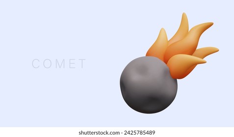 Cometa con cola de fuego naranja. Concepto de desastre espacial. Peligro, amenaza de destrucción