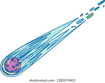 Comet pencil colour child scribble style illustration