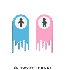 Comet shape icon set Man woman Male female black sign. Pink blue round markers. Restroom symbol. Flat design. White background. Isolated. Vector illustration