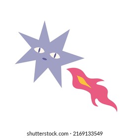 Comet, shooting star, cartoon style. Cute character. Trendy modern vector illustration isolated on white background, hand drawn, flat design.