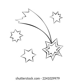Comet, shooting star. Design element, icon on the theme of the night sky, UFO, space. Doodle vector illustration