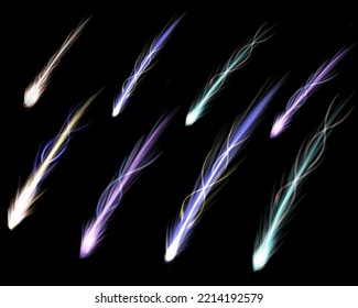 Comet Shower Illustration Black Background