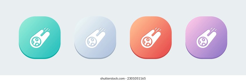 Comet solid icon in flat design style. Meteorite signs vector illustration.
