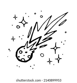 comet in space doodle vector