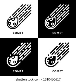Comet Space Icon Symbol. Asteroid And Meteor Logo Vector Illustration